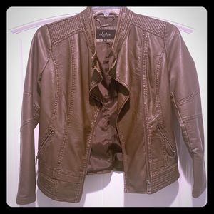Vegan leather bomber jacket